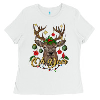 White oh deer Christmas Ladies Tee - BundleAndBundleShop
