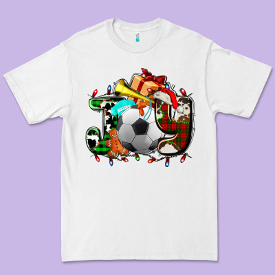 Joy With Soccer Element And Christmas Premium Tee Designed By Adodesignshop
