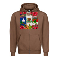 Chestnut Mexican and Puerto Rico flag Zipper Hoodie - texasbilliewilder