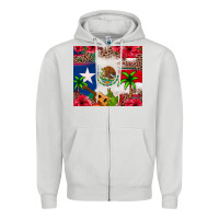 Dove Grey Mexican and Puerto Rico flag Zipper Hoodie - texasbilliewilder