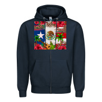 Navy Mexican and Puerto Rico flag Zipper Hoodie - texasbilliewilder