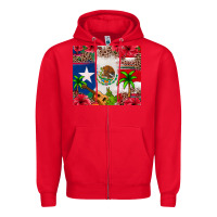 Red Mexican and Puerto Rico flag Zipper Hoodie - texasbilliewilder