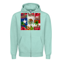 Seafoam Mexican and Puerto Rico flag Zipper Hoodie - texasbilliewilder