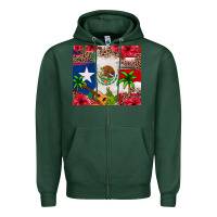 Sports Green Mexican and Puerto Rico flag Zipper Hoodie - texasbilliewilder