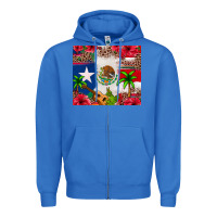 True Royal Mexican and Puerto Rico flag Zipper Hoodie - texasbilliewilder
