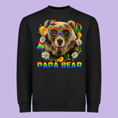 Papa Bear Pride Lgbtq+ Heavyweight Sweatshirt Designed By Bundleandbundleshop