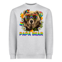 Heather Grey Papa Bear Pride LGBTQ+ Heavyweight Sweatshirt - BundleAndBundleShop
