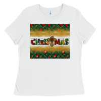 White Christmas with cross Ladies Tee - BundleAndBundleShop