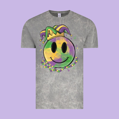 Smiley Face Mardi Gras Vintage Tee Designed By Maliassmallbusiness