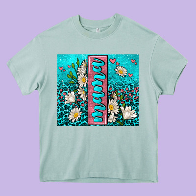 Turquoise Leopard Mama Heavy Core Tee Designed By Adodesignshop