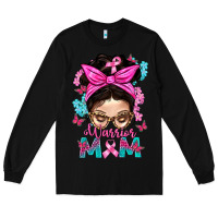 Black Warrior Mom Messy Bun With Flowers Long Sleeve Tee - BundleAndBundleShop