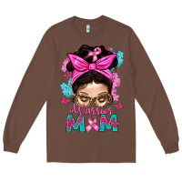 Chestnut Warrior Mom Messy Bun With Flowers Long Sleeve Tee - BundleAndBundleShop