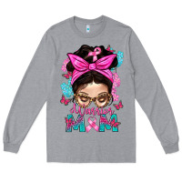 Heather Grey Warrior Mom Messy Bun With Flowers Long Sleeve Tee - BundleAndBundleShop