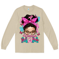 Mushroom Warrior Mom Messy Bun With Flowers Long Sleeve Tee - BundleAndBundleShop
