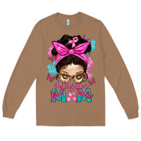 Toasted Coconut Warrior Mom Messy Bun With Flowers Long Sleeve Tee - BundleAndBundleShop