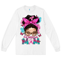 White Warrior Mom Messy Bun With Flowers Long Sleeve Tee - BundleAndBundleShop