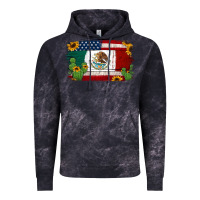 Mexican American Flag Background Vintage Hoodie | Teevron