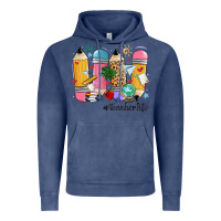 Vintage Denim teacher life pencils Vintage Hoodie - MaliasSmallBusiness