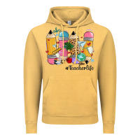 Vintage Mustard teacher life pencils Vintage Hoodie - MaliasSmallBusiness