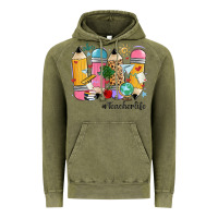 Vintage Olive teacher life pencils Vintage Hoodie - MaliasSmallBusiness