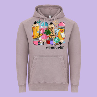 Teacher Life Pencils Vintage Hoodie Designed By Maliassmallbusiness