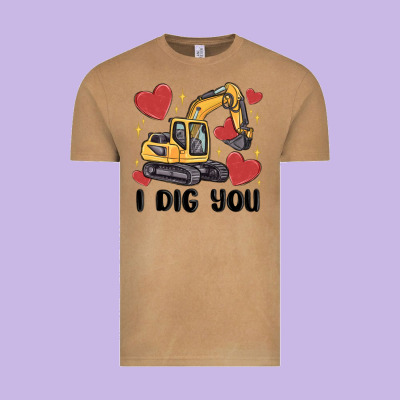 I Dig You Valentines Excavator Vintage Tee Designed By Maliassmallbusiness