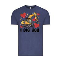 Vintage Denim i dig you valentines excavator Vintage Tee - MaliasSmallBusiness