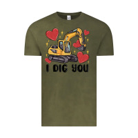 Vintage Olive i dig you valentines excavator Vintage Tee - MaliasSmallBusiness