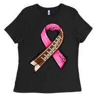 Black breast cancer sport ribbons Ladies Tee - AdoDesignShop