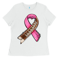 White breast cancer sport ribbons Ladies Tee - AdoDesignShop