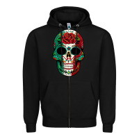 Black Mexican Skull Zipper Hoodie - texasbilliewilder