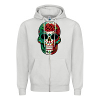 Dove Grey Mexican Skull Zipper Hoodie - texasbilliewilder