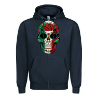 Navy Mexican Skull Zipper Hoodie - texasbilliewilder