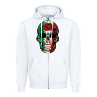 White Mexican Skull Zipper Hoodie - texasbilliewilder