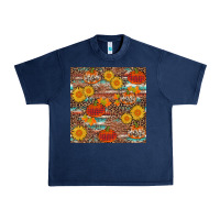 Navy pumpkin plaid sunflower seamless Urban Heavy Tee - AdoDesignShop