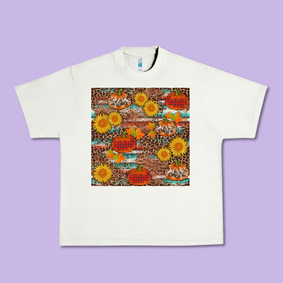 Pumpkin Plaid Sunflower Seamless Urban Heavy Tee Designed By Adodesignshop