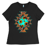 Black aztec leopard turquoise sunflower Ladies Tee - JahusDesignShop