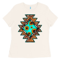 Bone aztec leopard turquoise sunflower Ladies Tee - JahusDesignShop