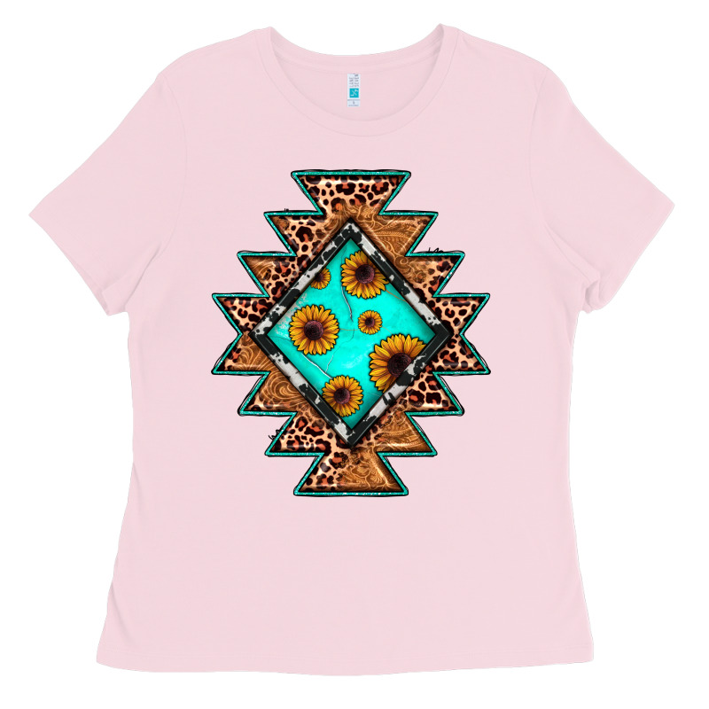 Aztec Leopard Turquoise Sunflower Ladies Tee by JahusDesignShop | Teevron
