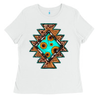 White aztec leopard turquoise sunflower Ladies Tee - JahusDesignShop