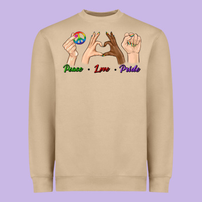 Peace Love Pride Heavyweight Sweatshirt Designed By Bundleandbundleshop