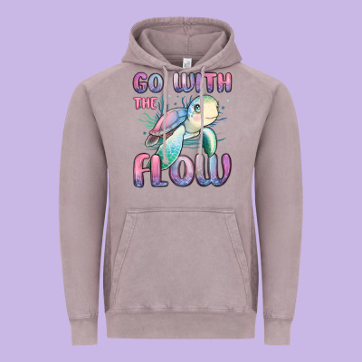 Go With Flow Turtle Vintage Hoodie Designed By Maliassmallbusiness