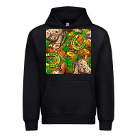 Black St. Patrick's Day Horse With Horseshoes Seamless Urban Hoodie - FaDigitalArtStudio