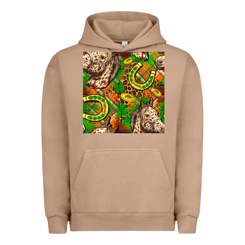 St. Patrick's Day Horse With Horseshoes Seamless Urban Hoodie by FaDigitalArtStudio | Teevron
