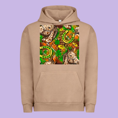 St. Patrick's Day Horse With Horseshoes Seamless Urban Hoodie Designed By Fadigitalartstudio