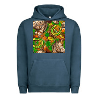 Pigment Midnight Navy St. Patrick's Day Horse With Horseshoes Seamless Urban Hoodie - FaDigitalArtStudio
