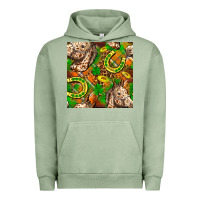 Pigment Oil Green St. Patrick's Day Horse With Horseshoes Seamless Urban Hoodie - FaDigitalArtStudio