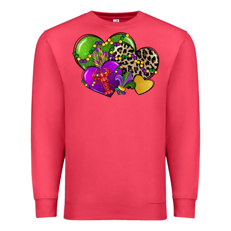 Mardi Gras Hearts Premium Sweatshirt by CowGirlArtShop | Teevron