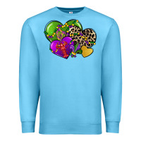 Ocean Blue mardi gras hearts Premium Sweatshirt - CowGirlArtShop