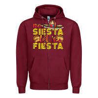 Burgundy No Siesta Let's Fiesta Zipper Hoodie - texasbilliewilder